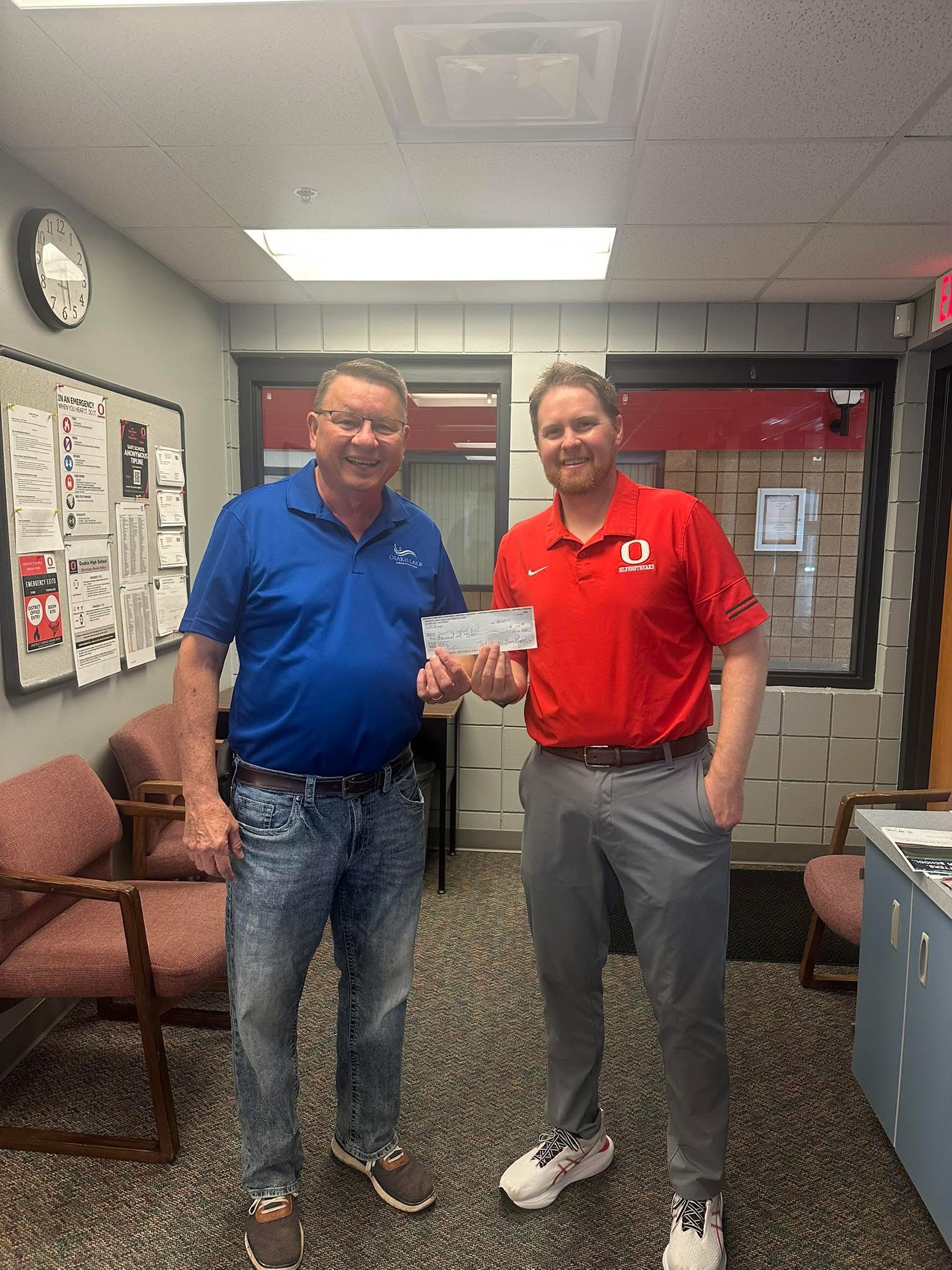 IMG_5204 Osakis Lake Association supporting the community with a donation to the flag pole and flag at the High School Football Field